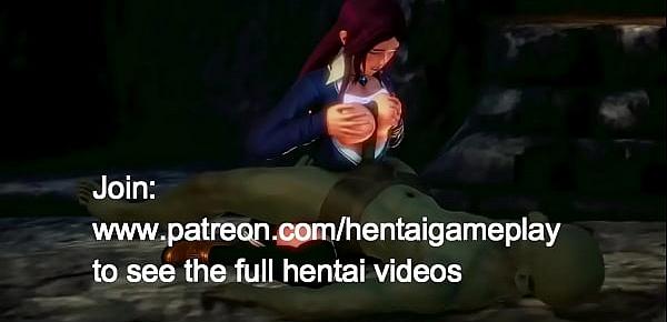  Cute girl hentai having sex with a green goblin man in hot animated manga video with gameplay 3d hentai